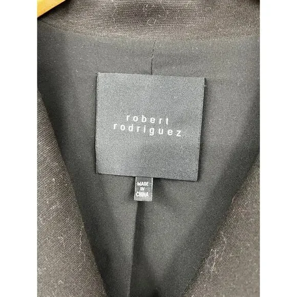 Robert Rodriguez‎ Open Cut Arm Holes Belted Wool Blazer Jacket Black Size 10 - Picture 2 of 6